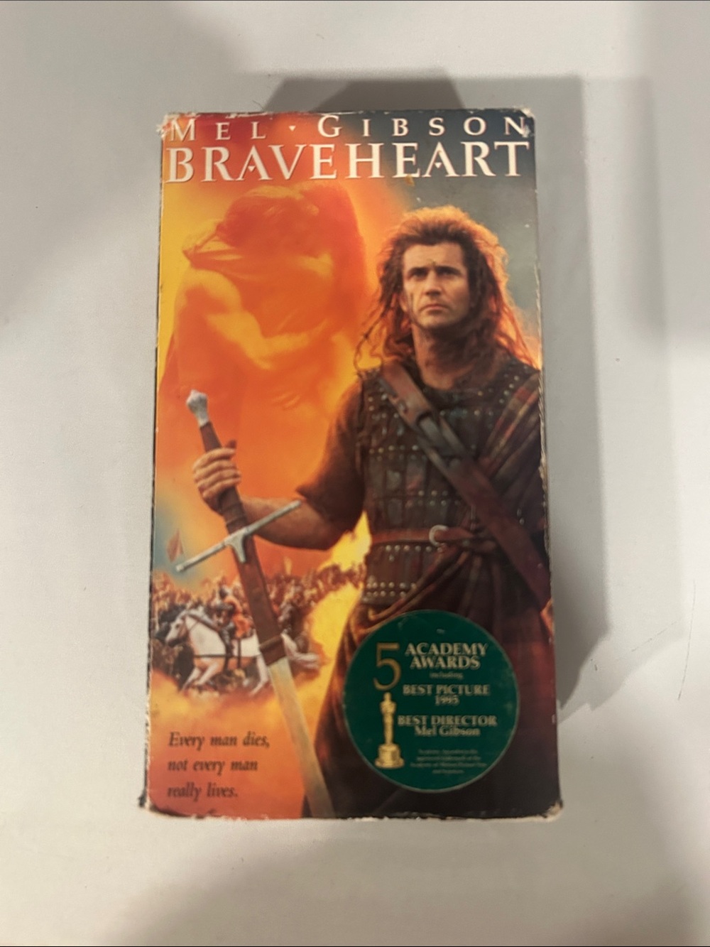Braveheart VHS Tape — Orange & Brown Movie Cover (Mel Gibson)